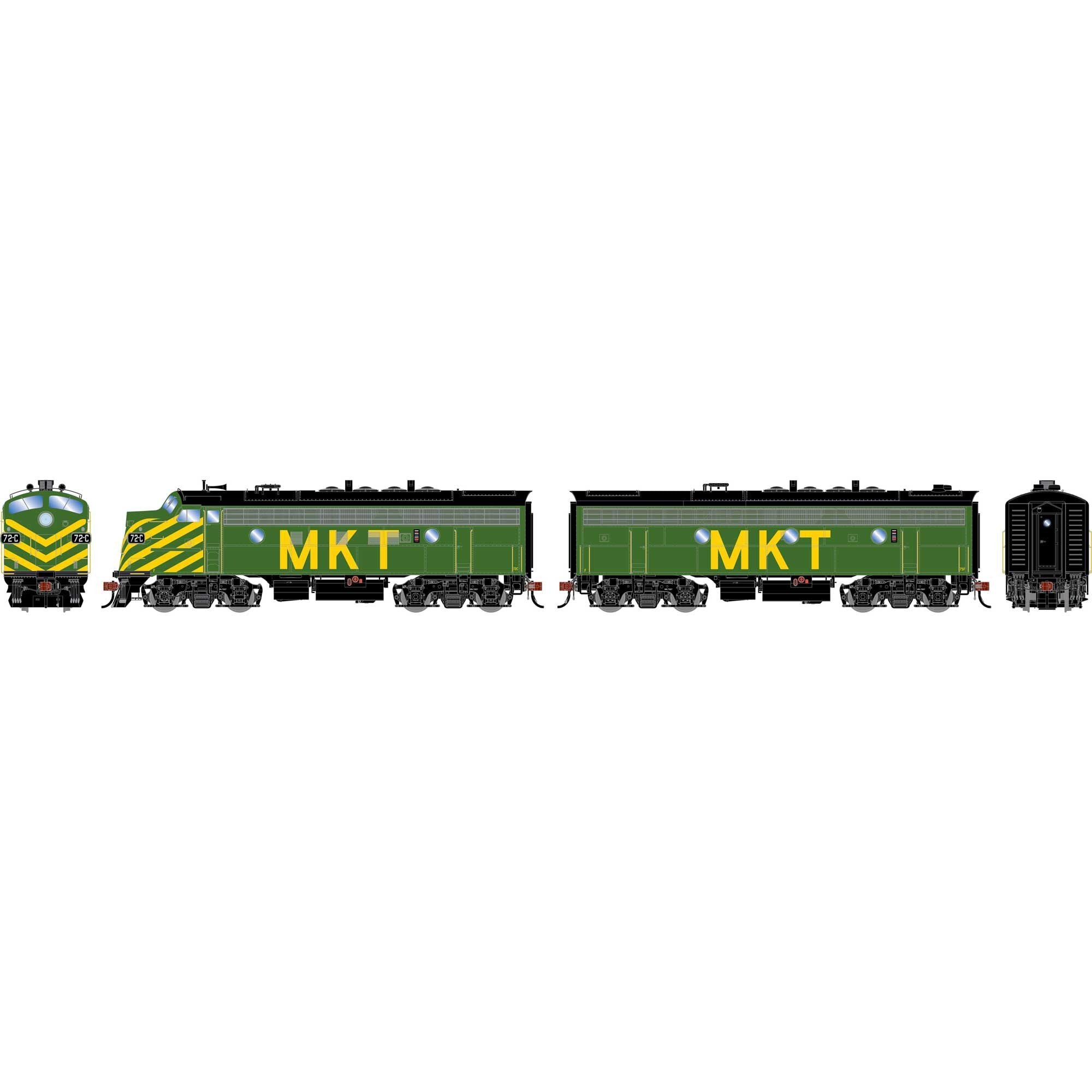 HO F7A / F7B Locomotive Set Freight MKT #72C #75F (ATHG-1706)