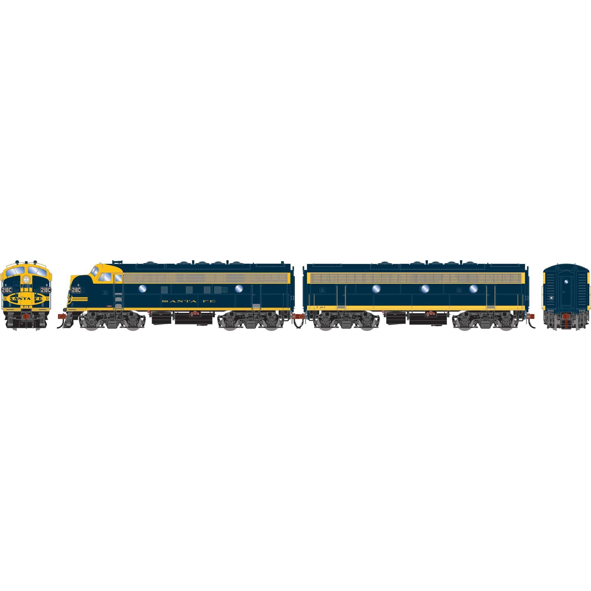 HO F7A / F7B Locomotive Set Freight ATSF #218C #235B (ATHG-1714)