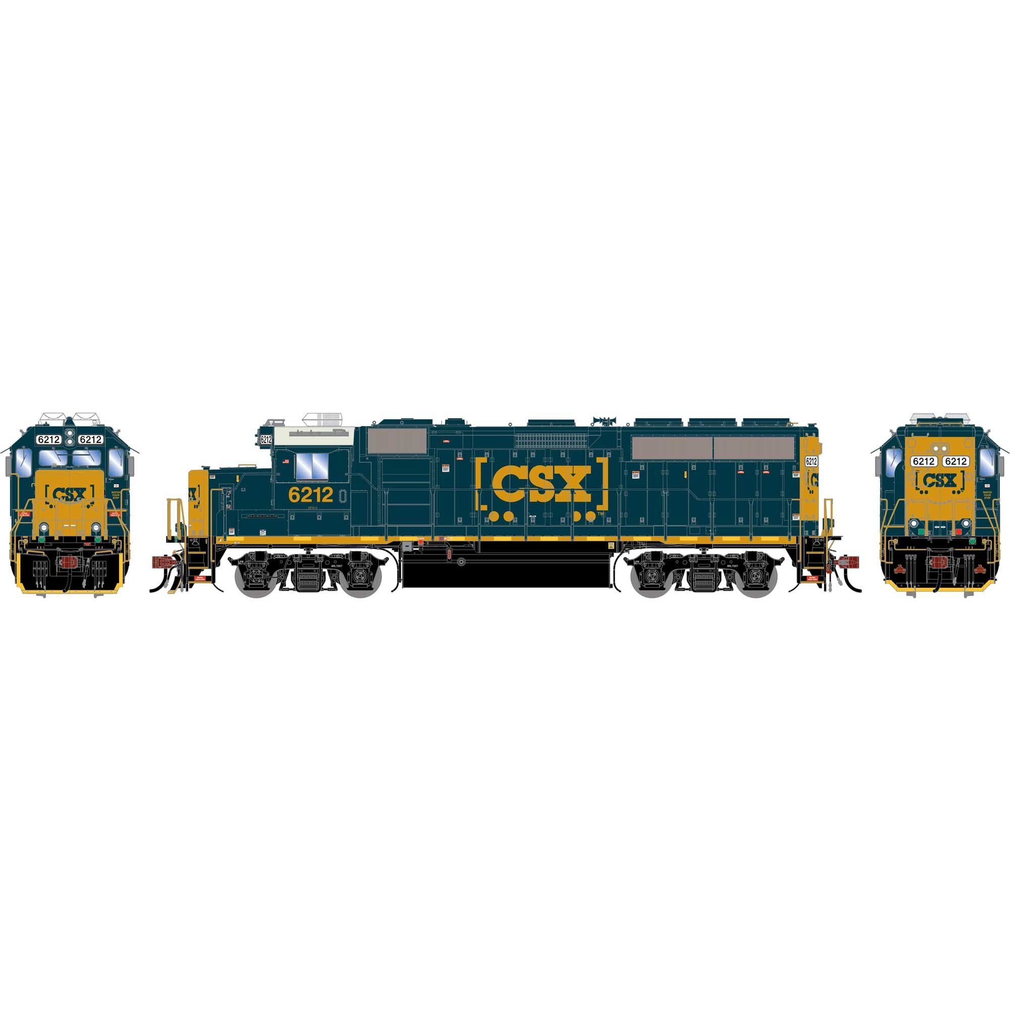 HO GP40-2 Locomotive CSXT Boxcar Logo #6212 (ATHG-1740)