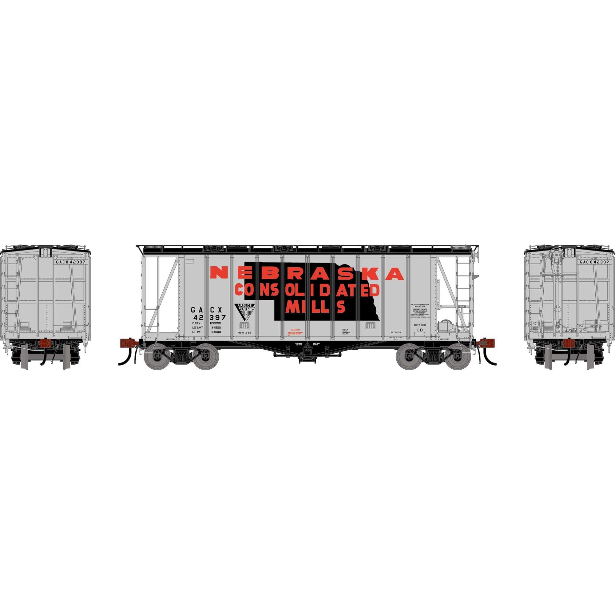 HO GEN GATC 2600 Airslide Covered Hopper GACX/Nebraska Consolidated Mills #42397 (ATHG-2136)