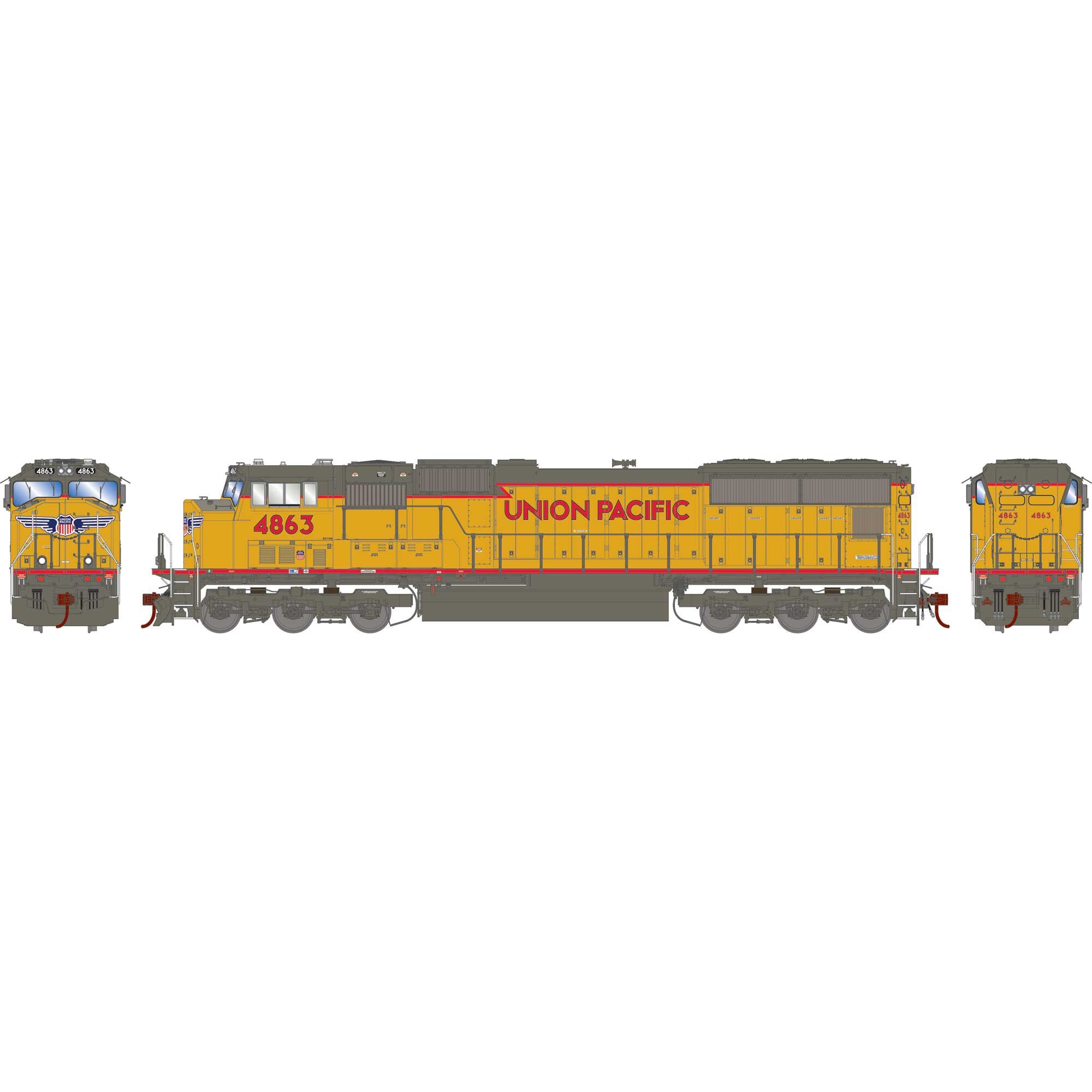 HO SD70M Locomotive UP Flared #4863 (ATHG71119)