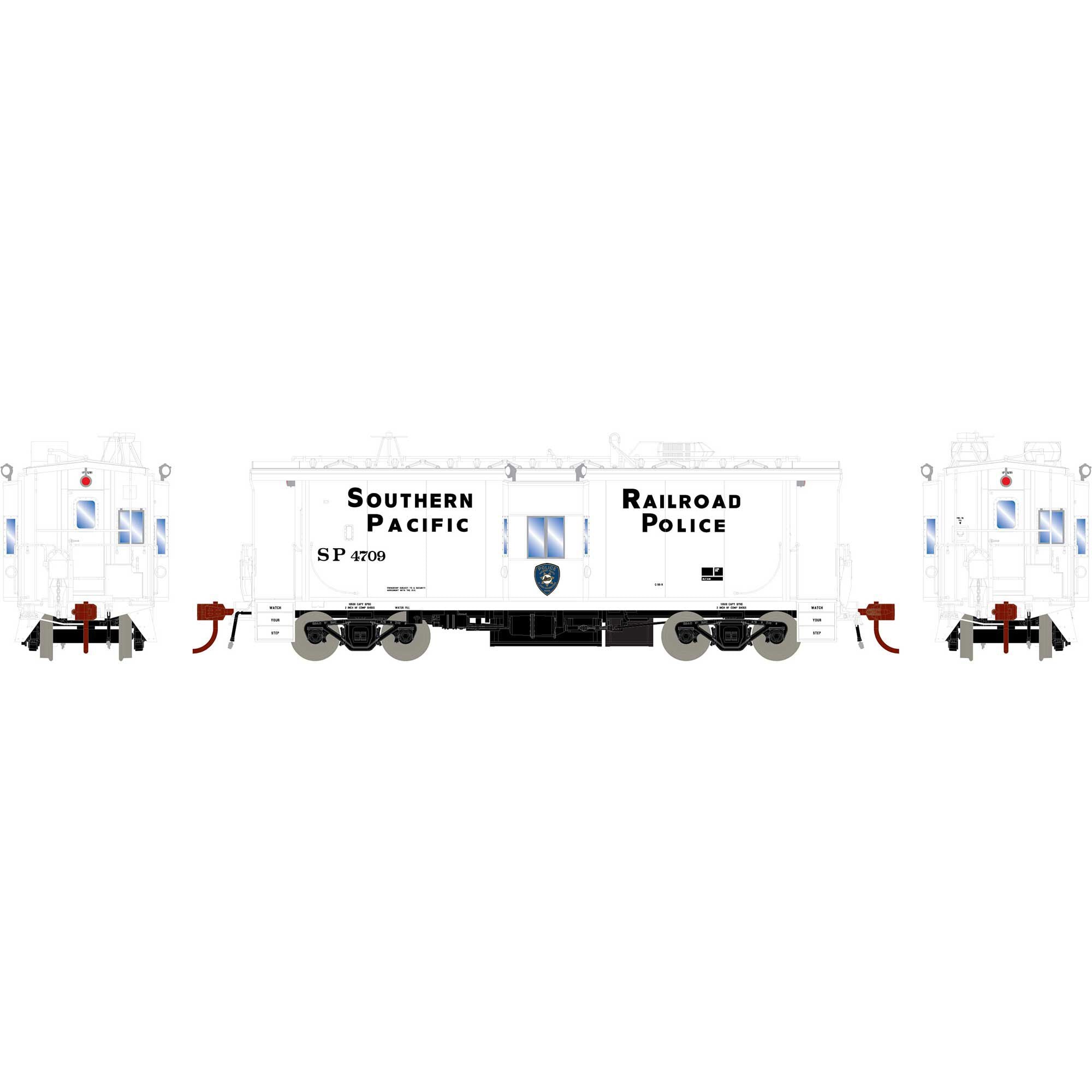 HO Bay Window Caboose with Lights SP/Police #4709 (ATHG78595)