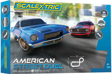 Scalextric C1429 American Street Dual Set 70' Camaro vs Mustang