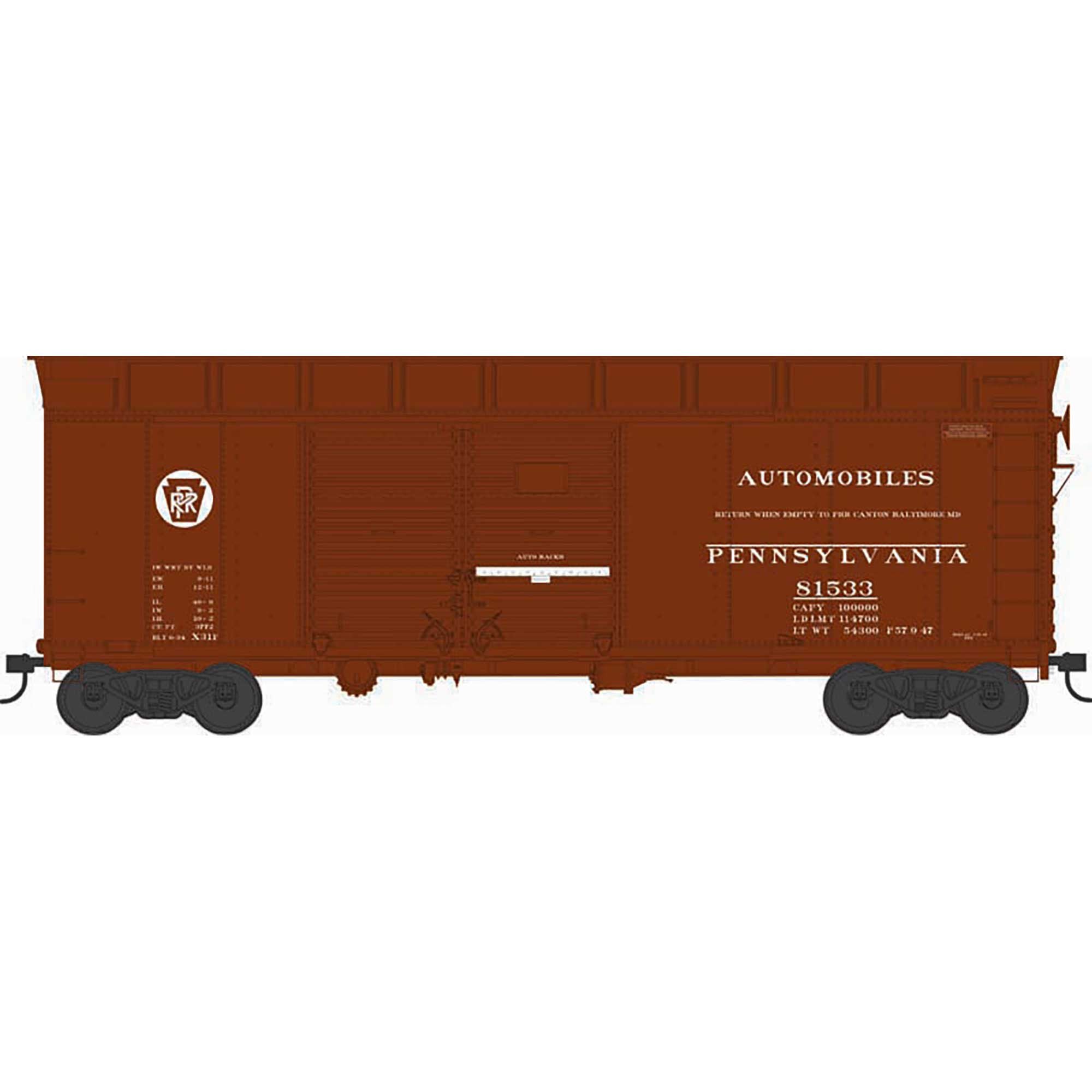 HO X31F 4-Door Turtle Roof Box with Loader PRR Circle Key #81533 (BOW43334)