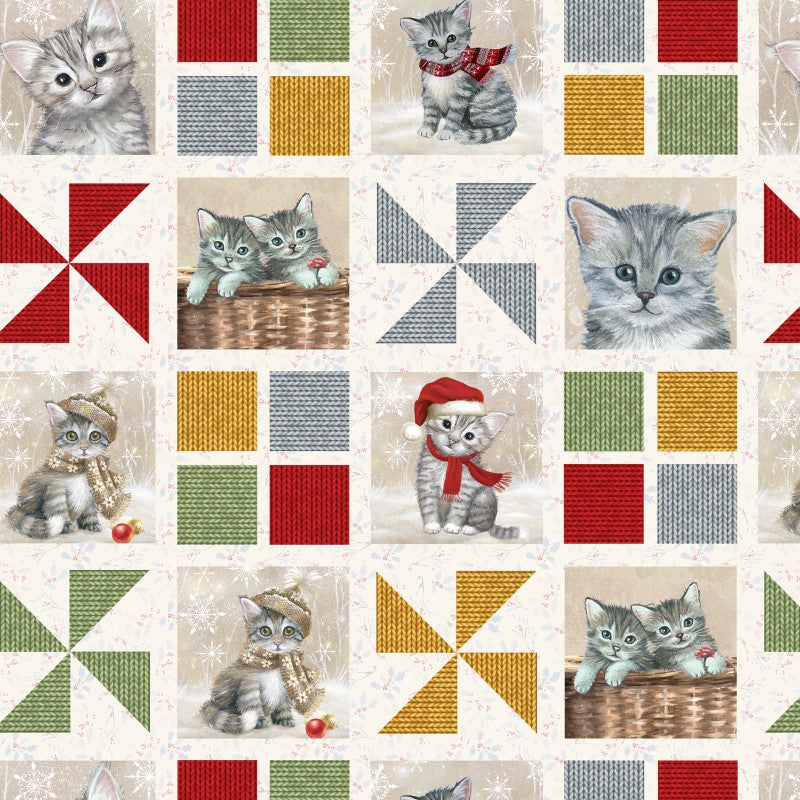 BLANK QUILTING - Purr-fect Holiday by Louise Kay Designs - Cat Patch Work - Multi