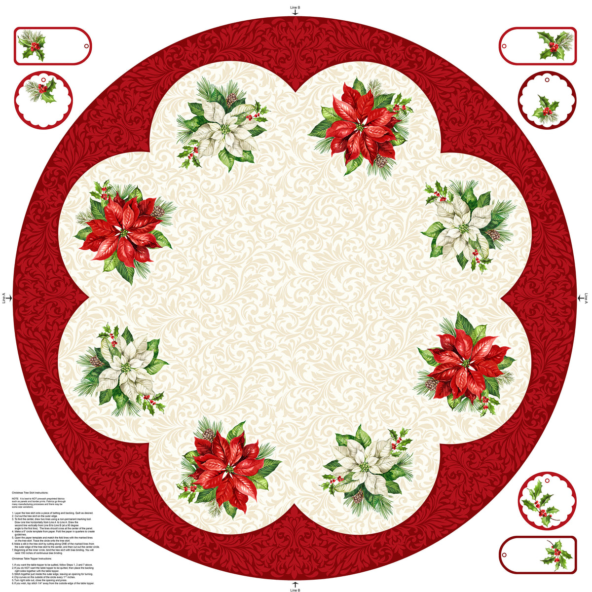 NORTHCOTT - Holiday Joy - CANVAS PANEL - Tree Skirt - Cream Multi - PL1134-