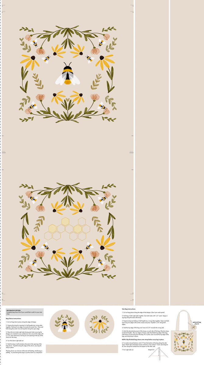 FIGO - Humblebee by Aimee Parker - Tote - Cream - Panel - PL1226