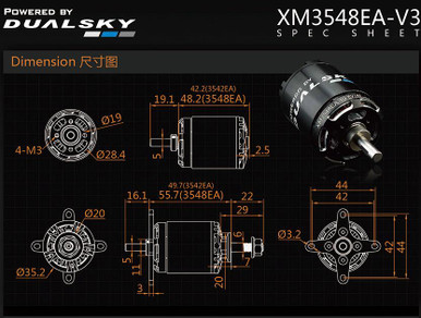 DualSky XM3548EA-10 V3 740kv 800w 32E Brushless Outrunner Motor