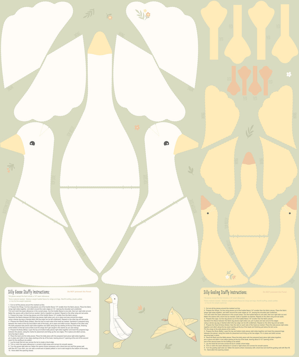 NORTHCOTT - Silly Goose Flannel - PANEL - Goose Stuffy - Cream Multi - PL1059-