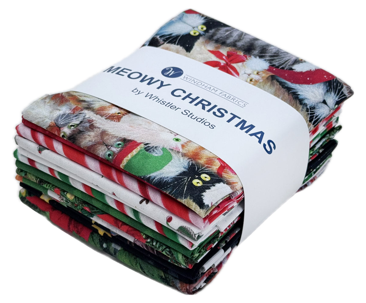 Windham - Meowy Christmas Fat Quarter Bundle by Kim Haskins