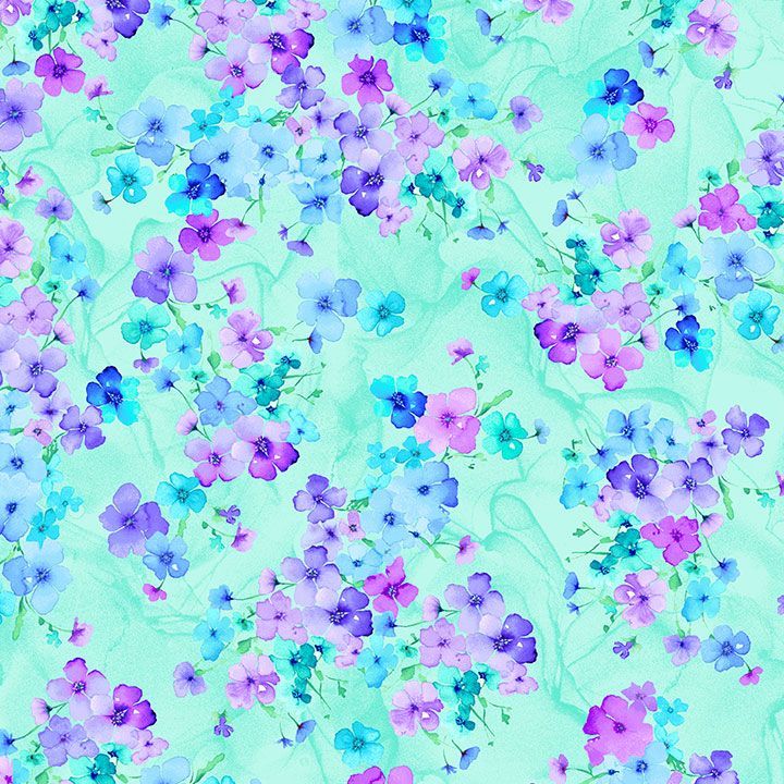 TIMELESS TREASURES - Bellagio by Chong-a Hwang - Digital - Small Florals - Aqua