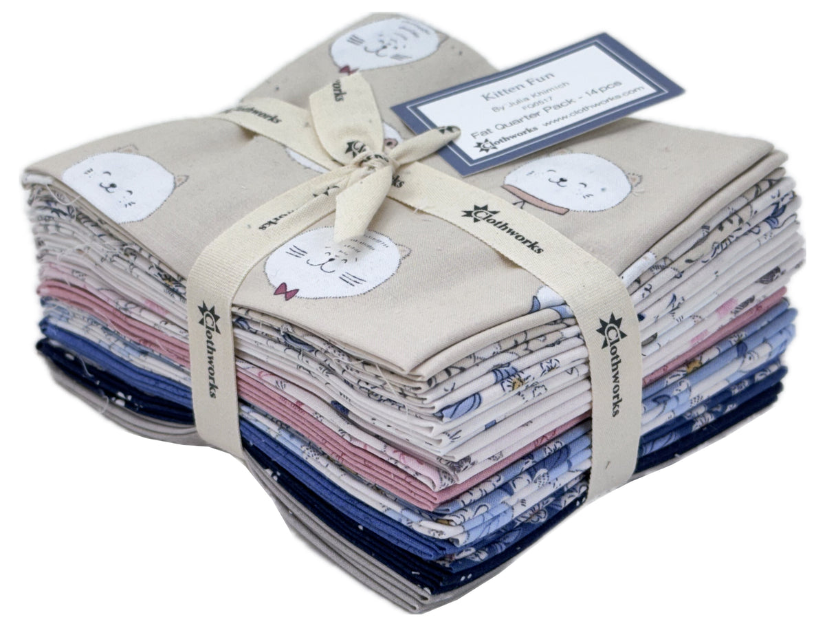 Clothworks - Kitten Fun Fat Quarter Pack by Julia Khimich 14 pcs