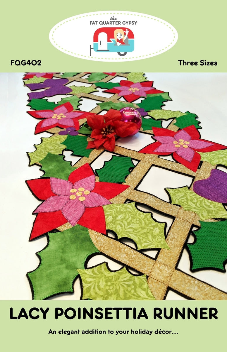 Lacy Poinsettia Table Runner Pattern from The Fat Quarter Gypsy