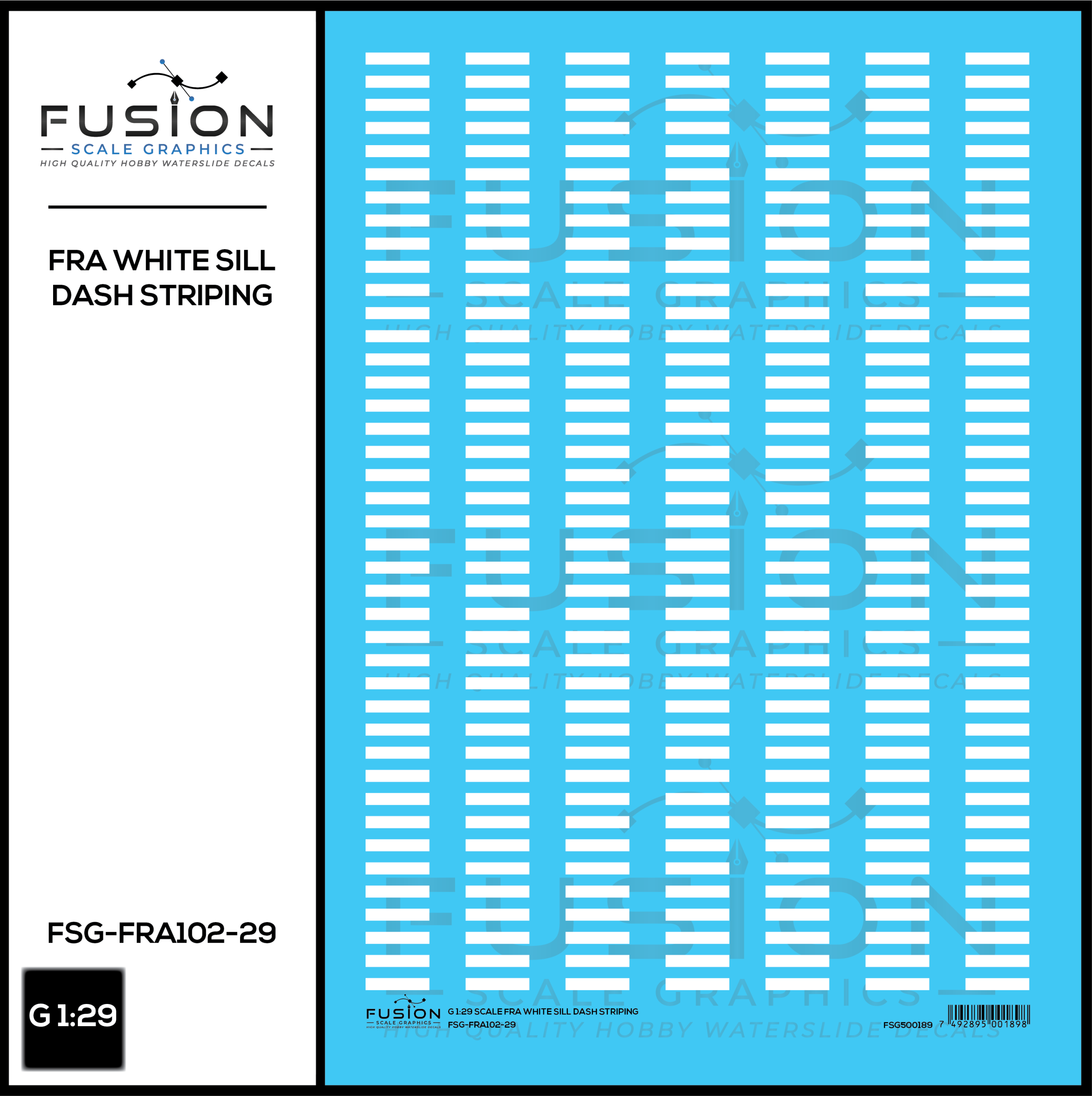 G 1:29 Scale FRA White Sill Dash Decal Set