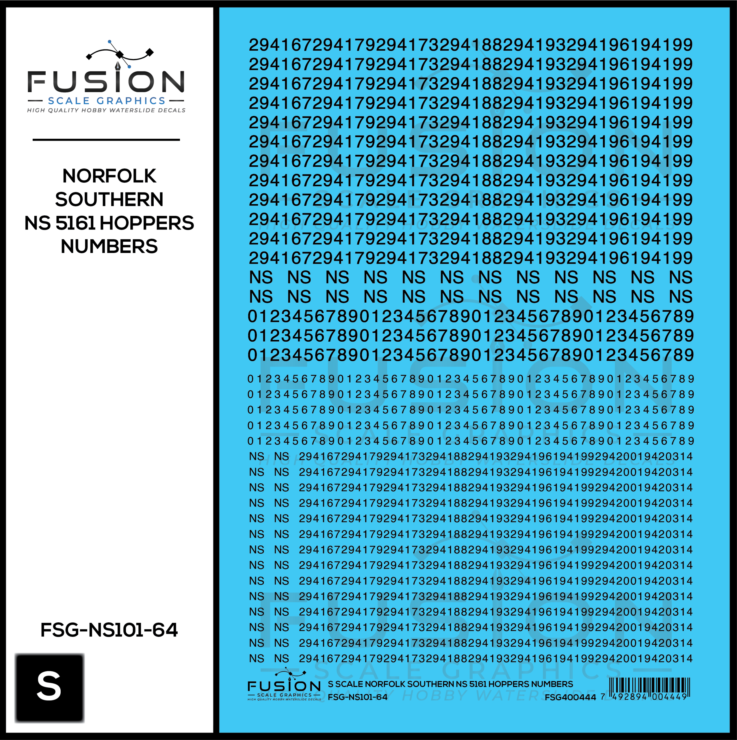 S Scale Norfolk Southern 5161 Hopper Renumbering Decal Set