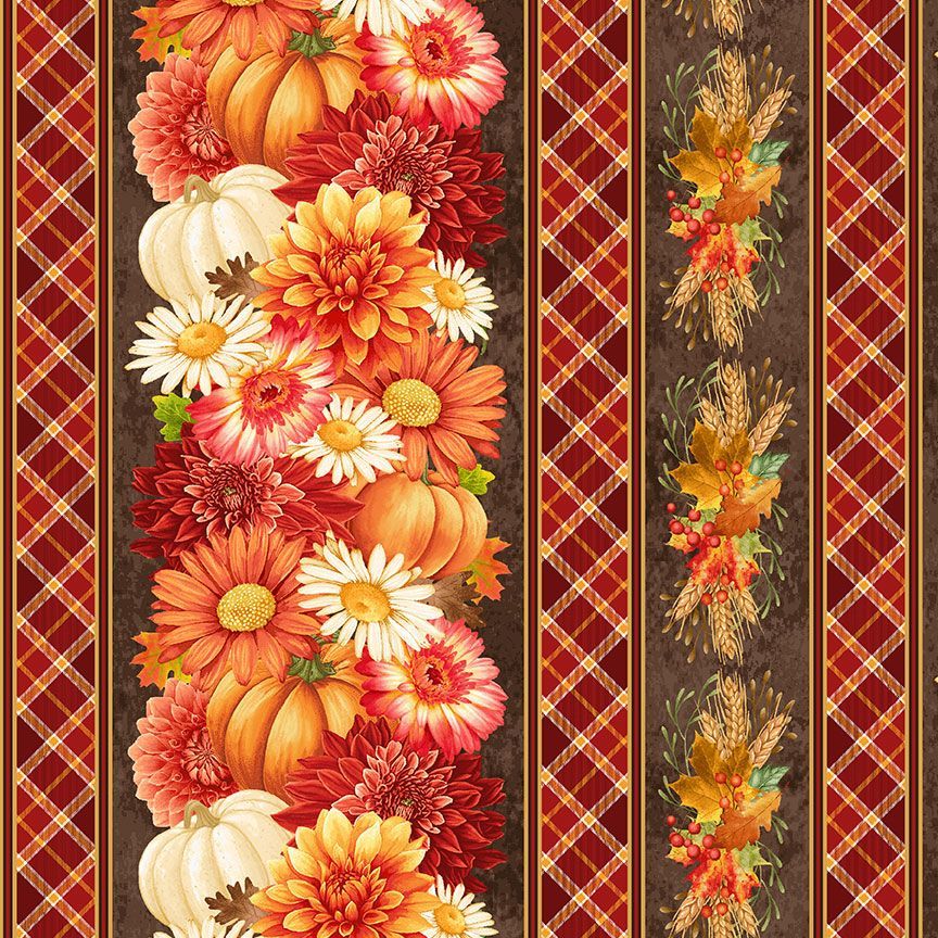 TIMELESS TREASURES - Gather with a Grateful Heart - Harvest Floral 11" Stripes - Multi