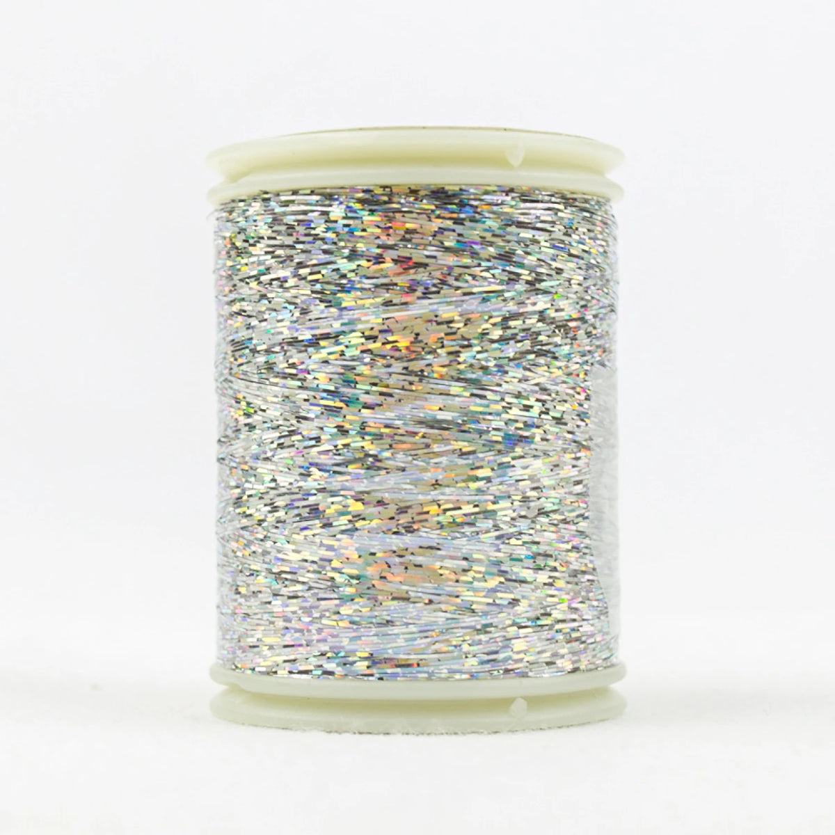 Hologram Flat Slitted Polyester Thread - Silver - 300m