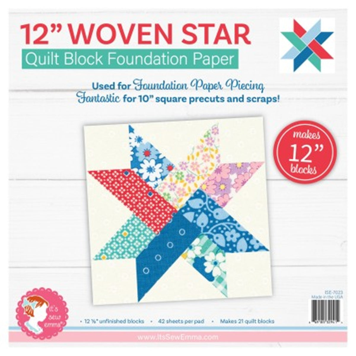 12" Woven Star Quilt Block Foundation Papers