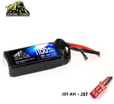 Leopard Power 3S 11.1v 1100mAh 25C LiPo Battery with JST