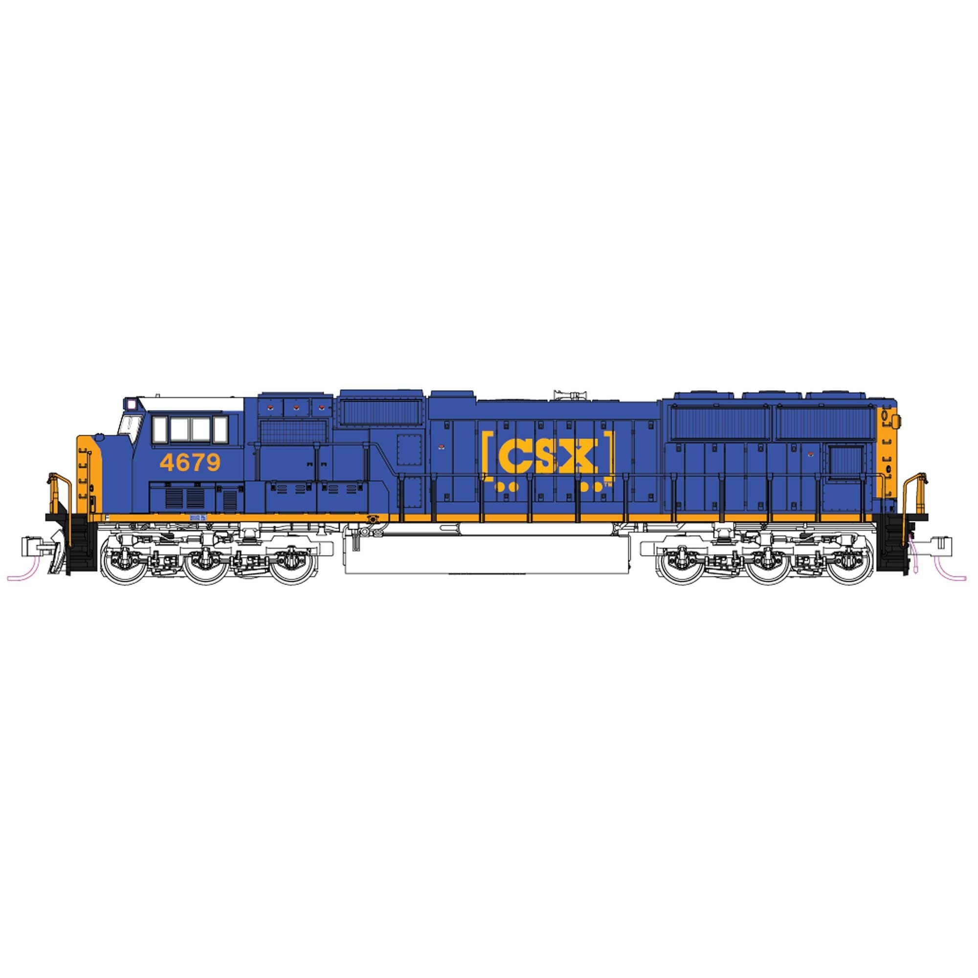 N SD70M Flat Radiator Locomotive CSX #4697 (KAT176-7616)