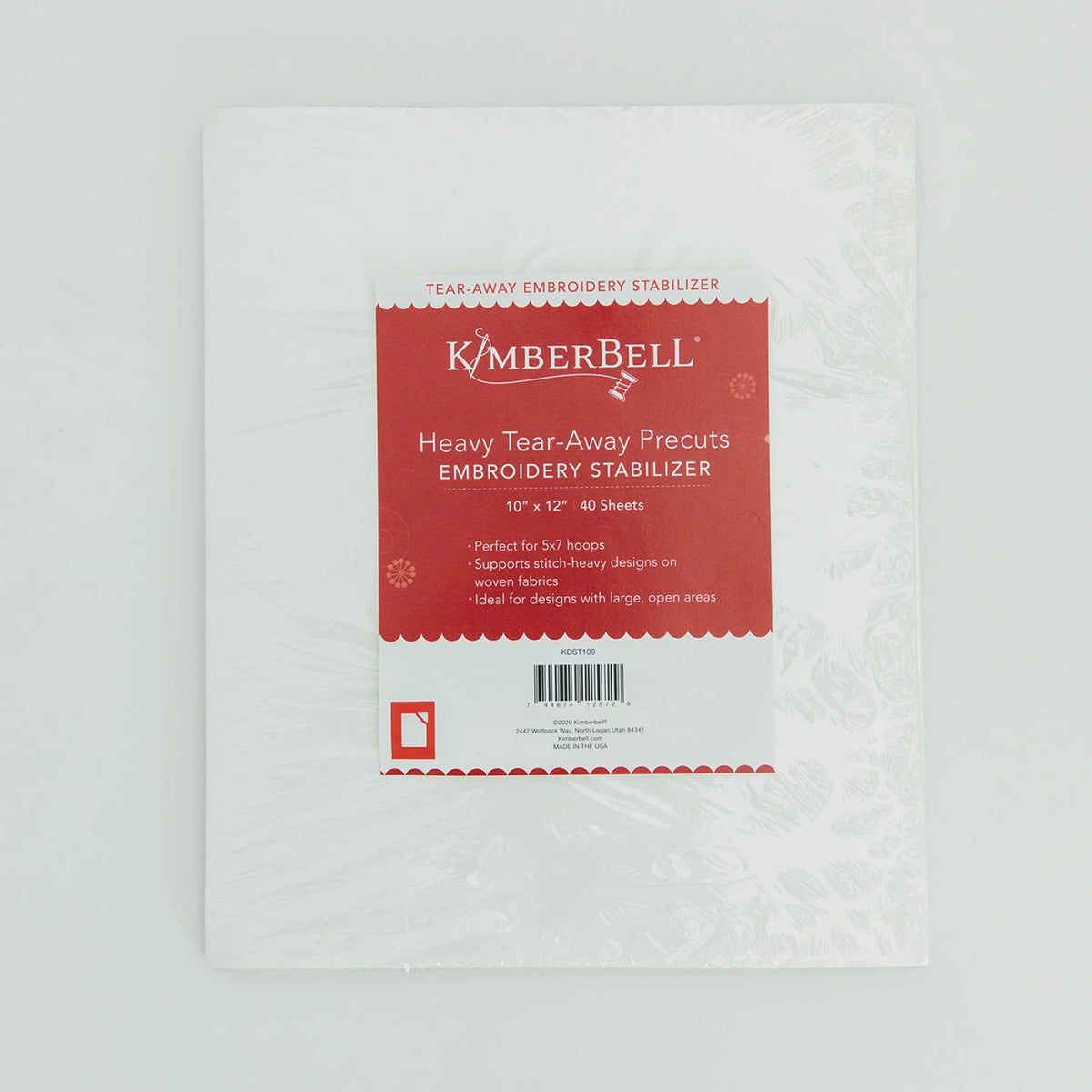 KimberBell Heavy Tear-Away Precuts 10x12 Embroidery Stabilizer - 40 ct