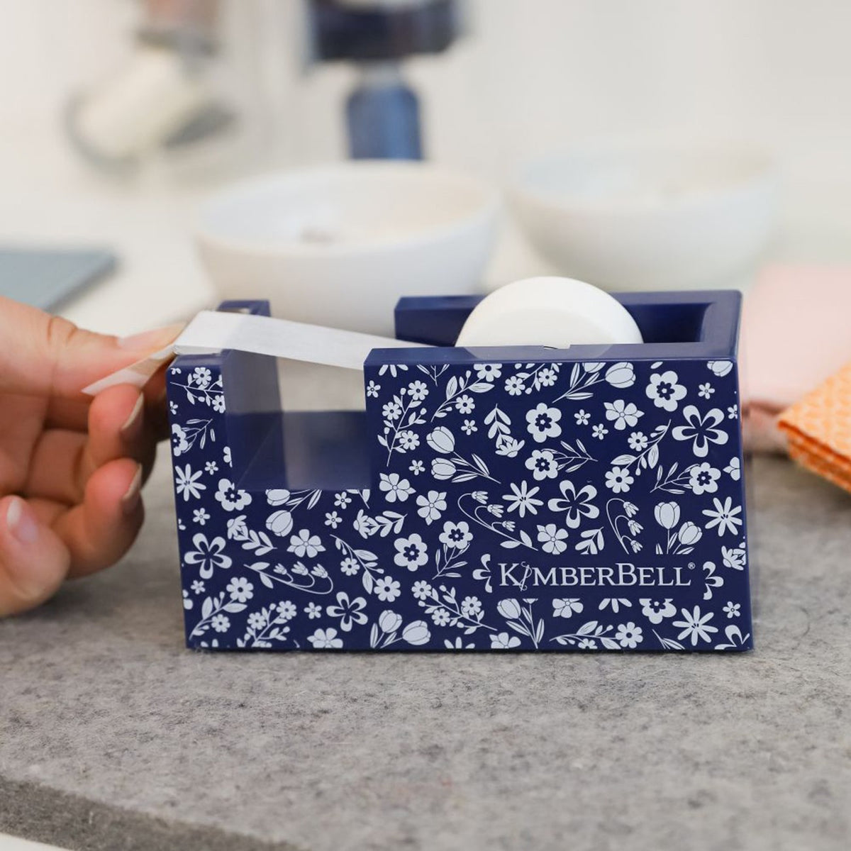 Navy Floral Tape Dispenser by KimberBell