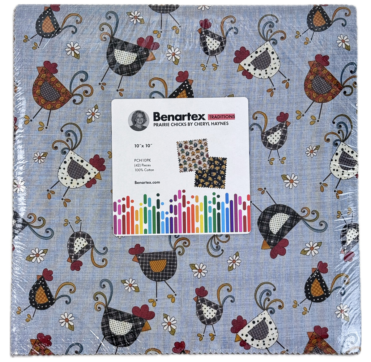 Benartex - Prairie Chicks 10x10 Pack by Cheryl Hayne 42 pcs
