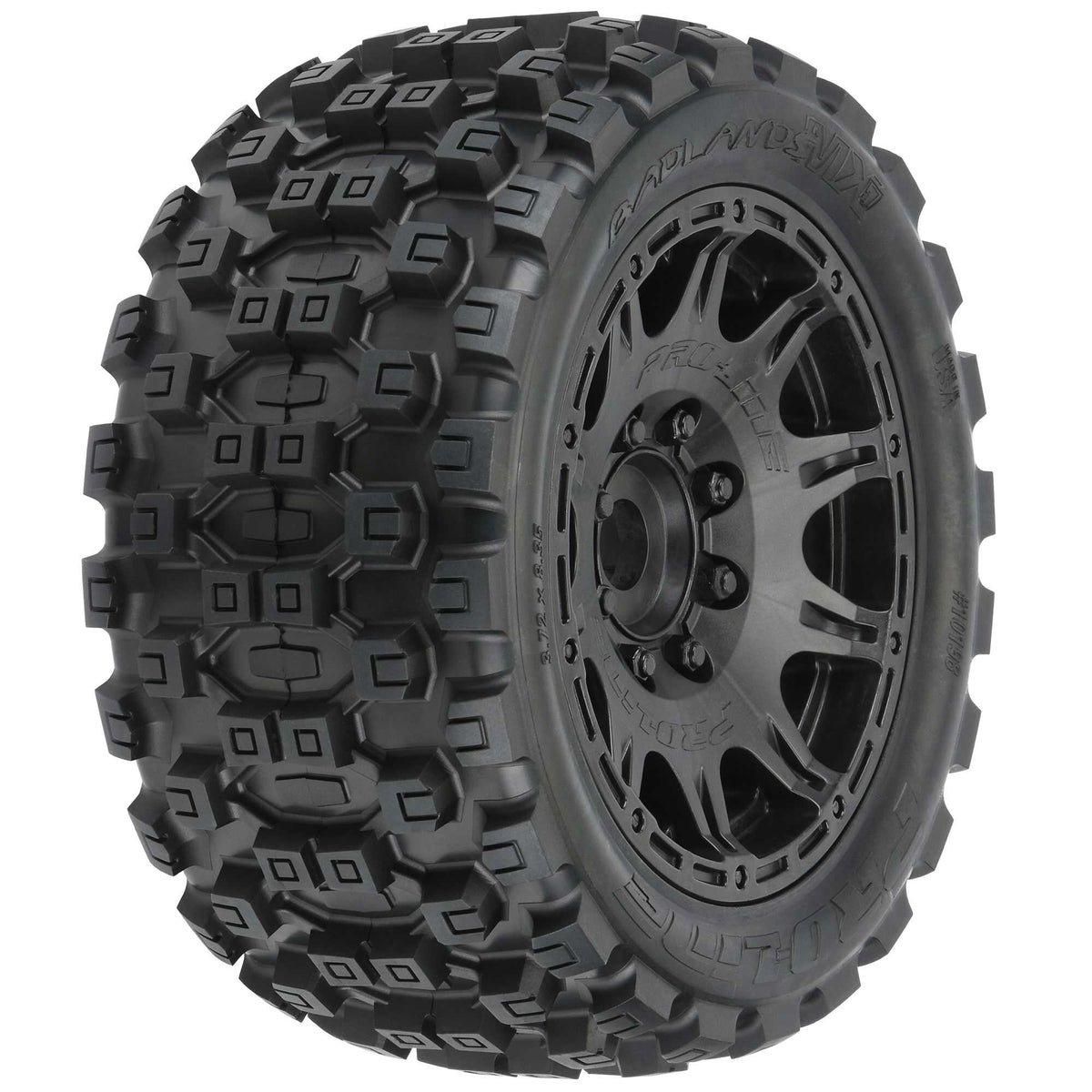 1/6 Badlands MX57 Front/Rear 5.7" Tires Mounted 24mm Black Raid (2)