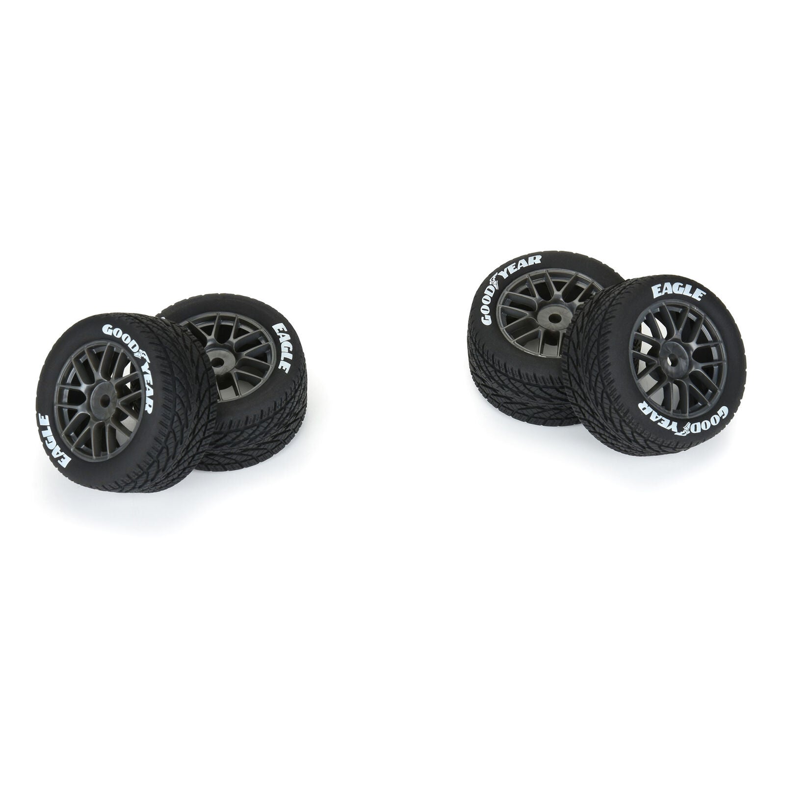 1/12 Goodyear Eagle Wet Tire F/R MTD Gray Wheels (4): Losi NASCAR GROM, PRO1028310