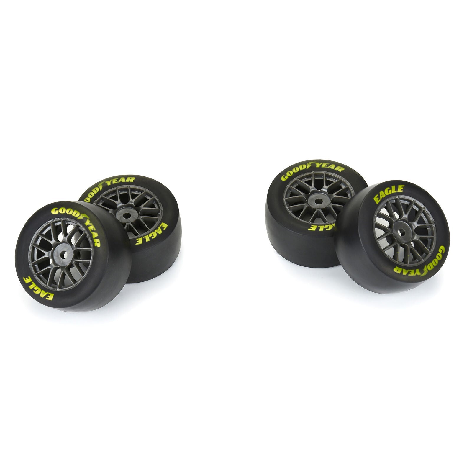 1/12 Goodyear Eagle Soft Tire F/R MTD Gray Wheels (4): Losi NASCAR GROM, PRO1030411