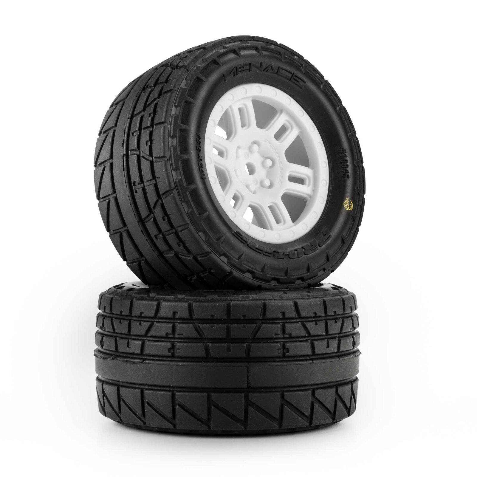 Pro-Line Racing 1/16 Menace Front/Rear Street Tires Mounted 12mm White Split Six (2): ARRMA MINI KRATON (PRO1034513)