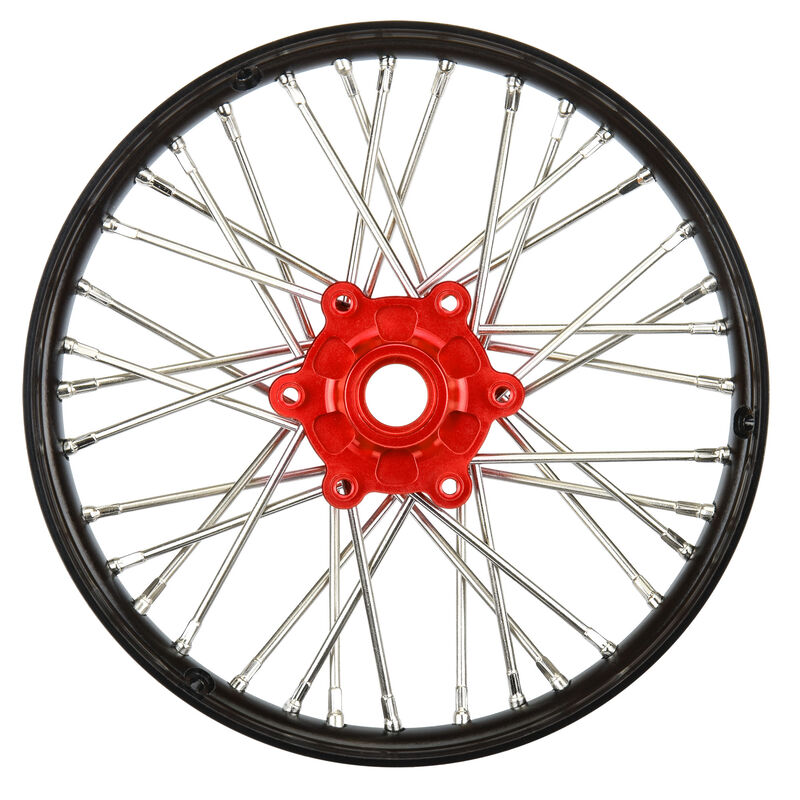LOSI 1/4 Pro-Spec Aluminum V2 Bead Front Wheel Black/Red (1): Promoto-MX
