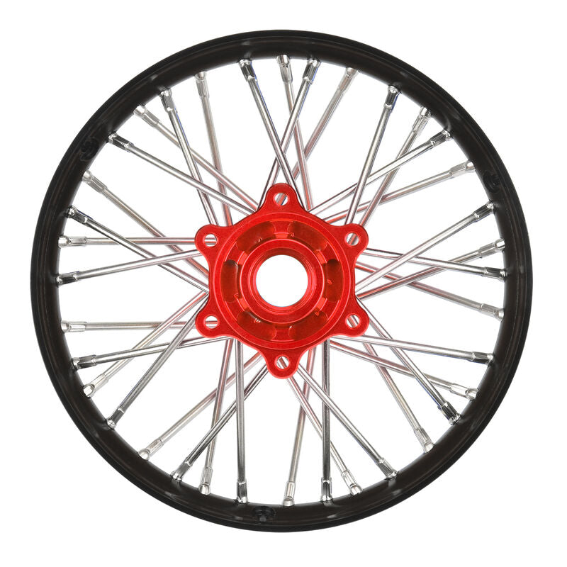 LOSI 1/4 Pro-Spec Aluminum V2 Bead Rear Wheel Black/Red (1): Promoto-MX