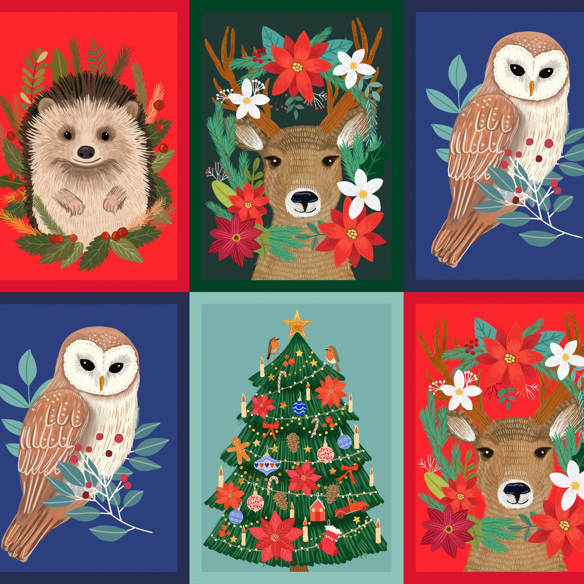 FREE SPIRIT - Christmas Cabin by Mia Charro - Running Yardage - Cabin Friends - Multi