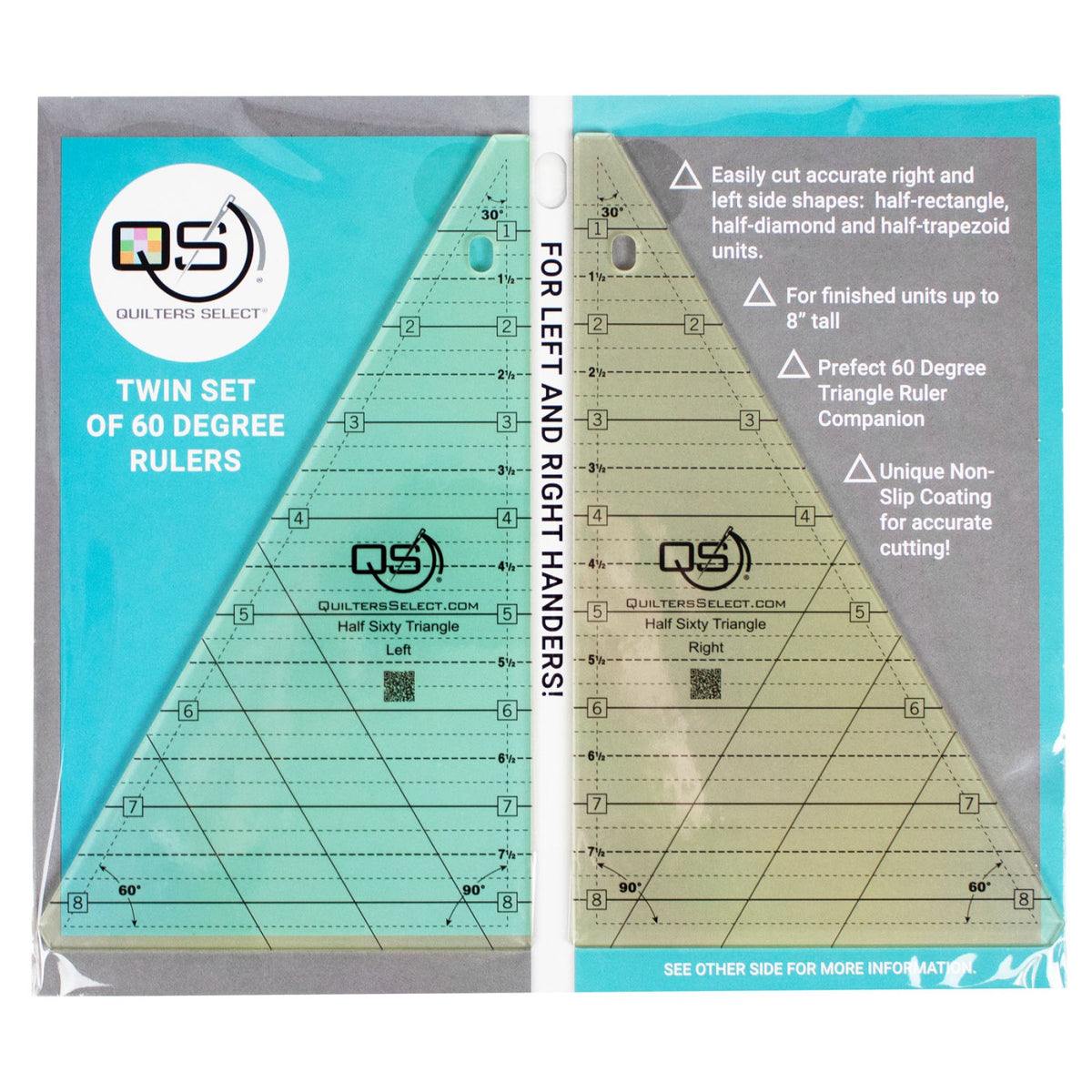 Quilters Select - Twin set of 60° Non-Slip Rulers