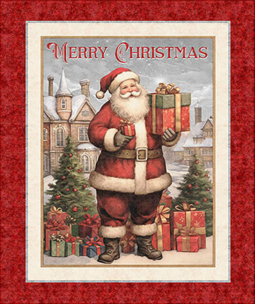 QT FABRICS - Holly Jolly by Morris Creative - PANEL - Santa - Brick - PL1147-