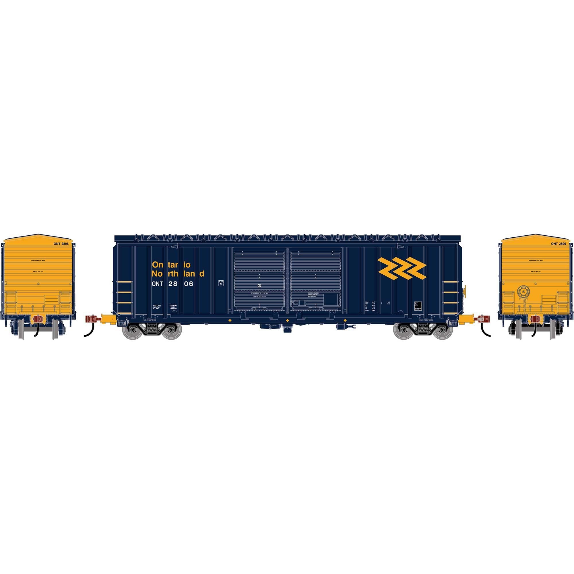 HO 50' FMC 5283 Double Door Box Car ONT #2806 (RND-1367)