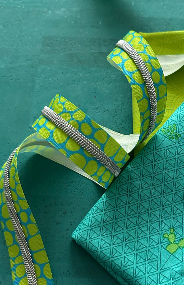 Lime Pebble Zipper Tape With Nickel Teeth by Shayla Wolf