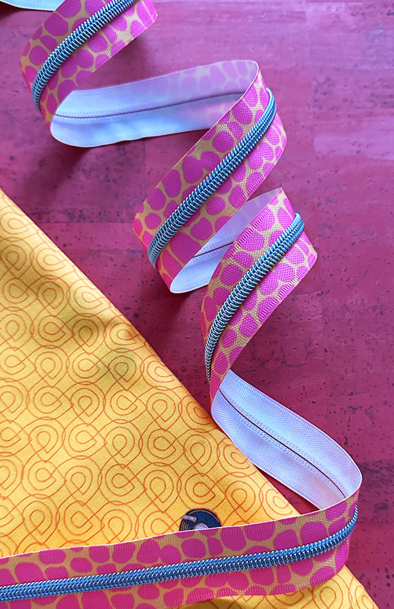 Pink Pebble Zipper Tape With Nickel Teeth by Shayla Wolf