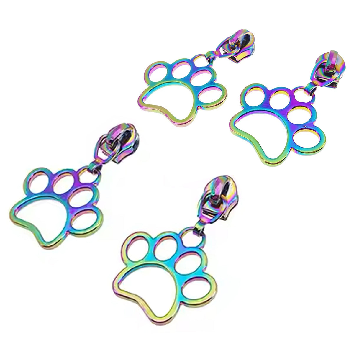 Iridescent Paw Zipper Pulls 4 count