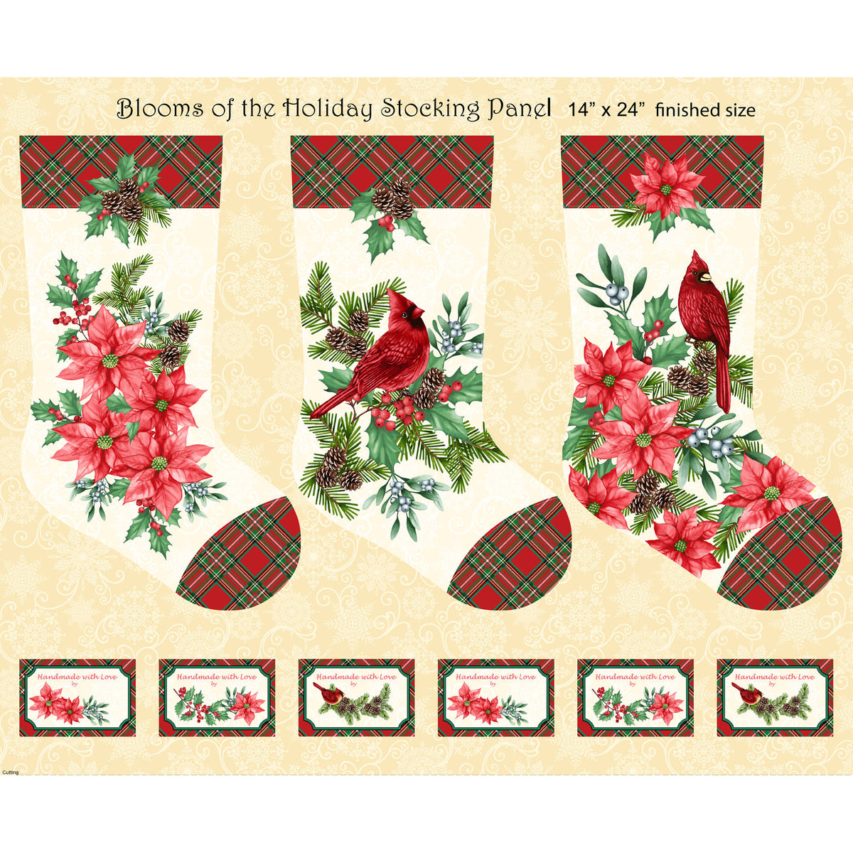 STUDIO E - Blooms of the Holiday - Digital - PANEL - Stocking - Cream Multi - PL1109-