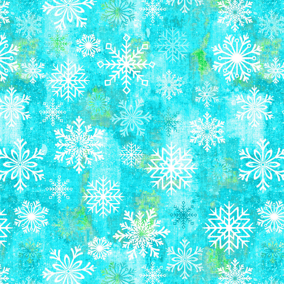 STUDIO E - Snowburst - 108 Wide Backing - Digital - Snowflake Toss - Caribbean