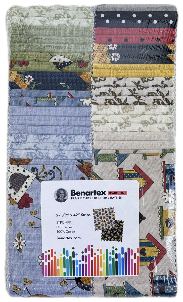 Benartex - Prairie Chicks 2.5" Strip-Pies by Cheryl Hayne 40 pcs