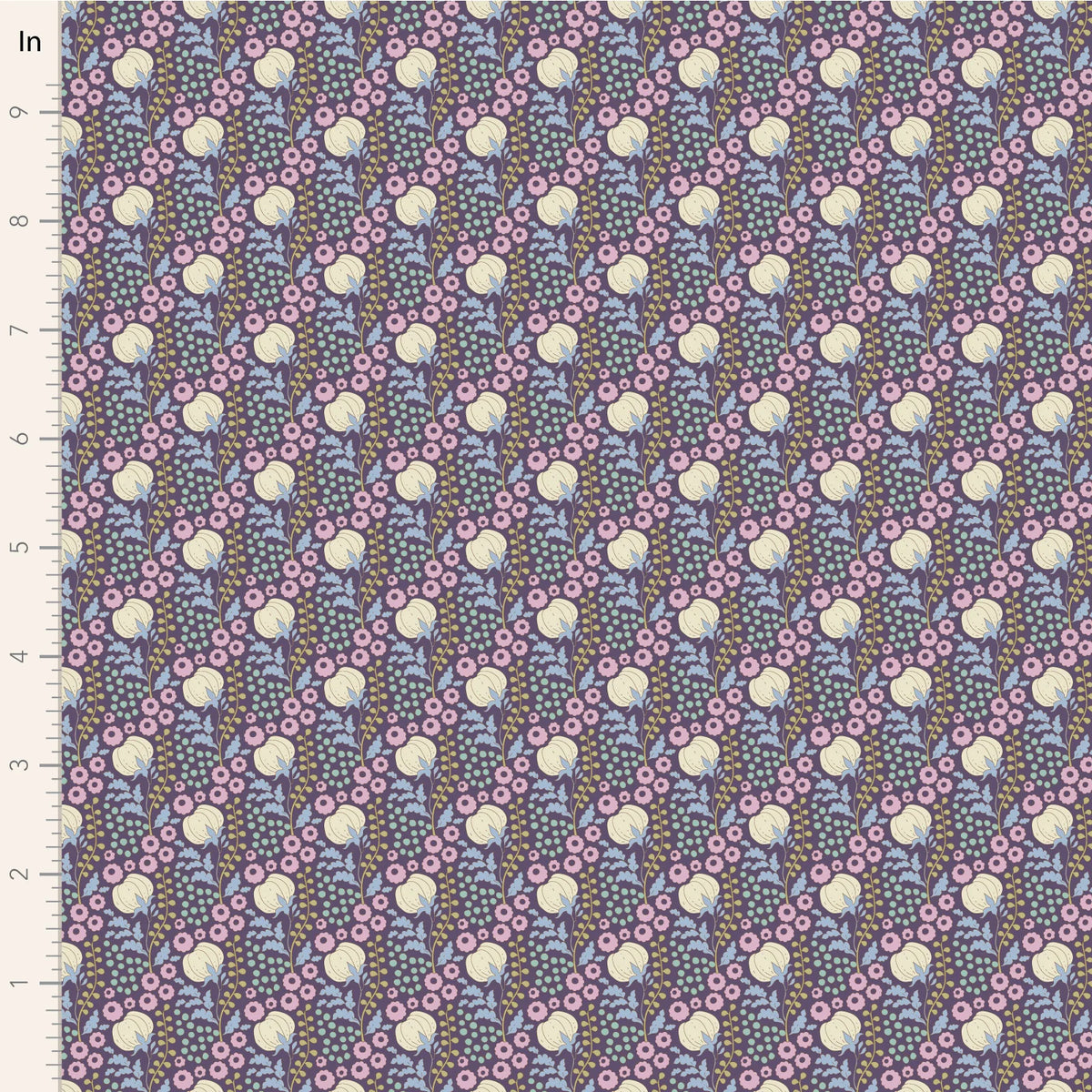 Skinny - SK15699 - 1 1/2 yds - TILDA - Sanctuary - Cottonfield - Eggplant