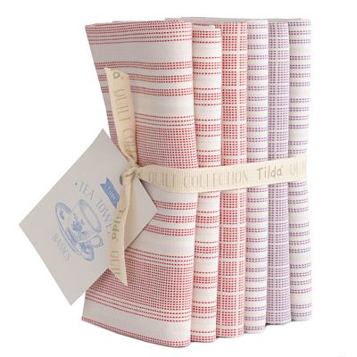 Tilda - Woven Tea Towel FQB 6pc 20x22in Red Plum
