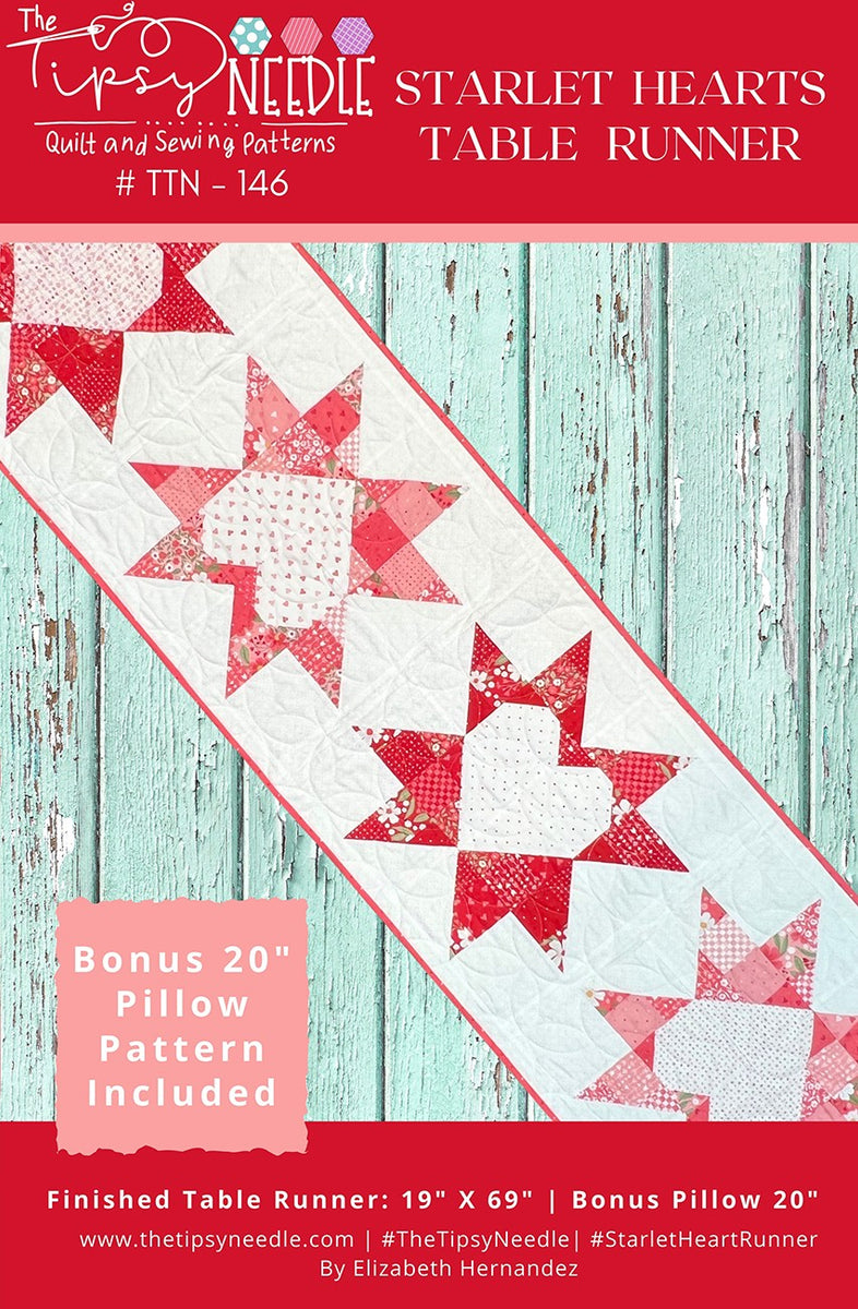 Starlet Hearts Table Runner Pattern by Elizabeth Hernandez