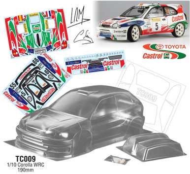 Team C Racing 1/10 Toyota Corolla WRC 190mm Castrol Clear Body Set