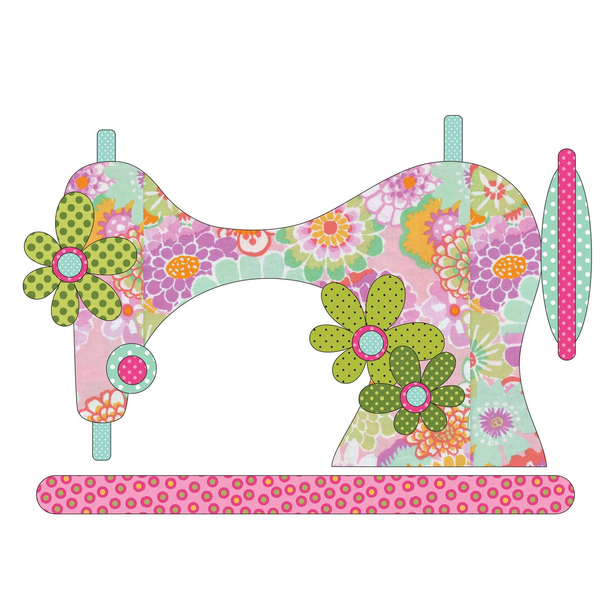 Vintage Stitches - Pink Applique 15in x 10 1/2in