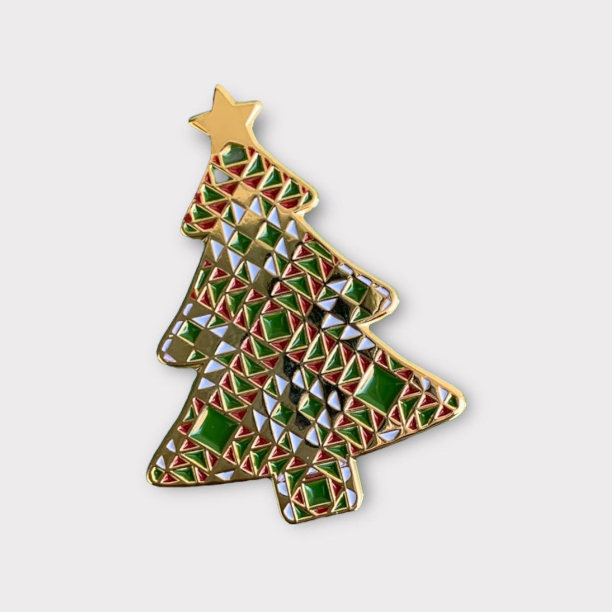 Built Quilt Christmas Tree Enamel Pin