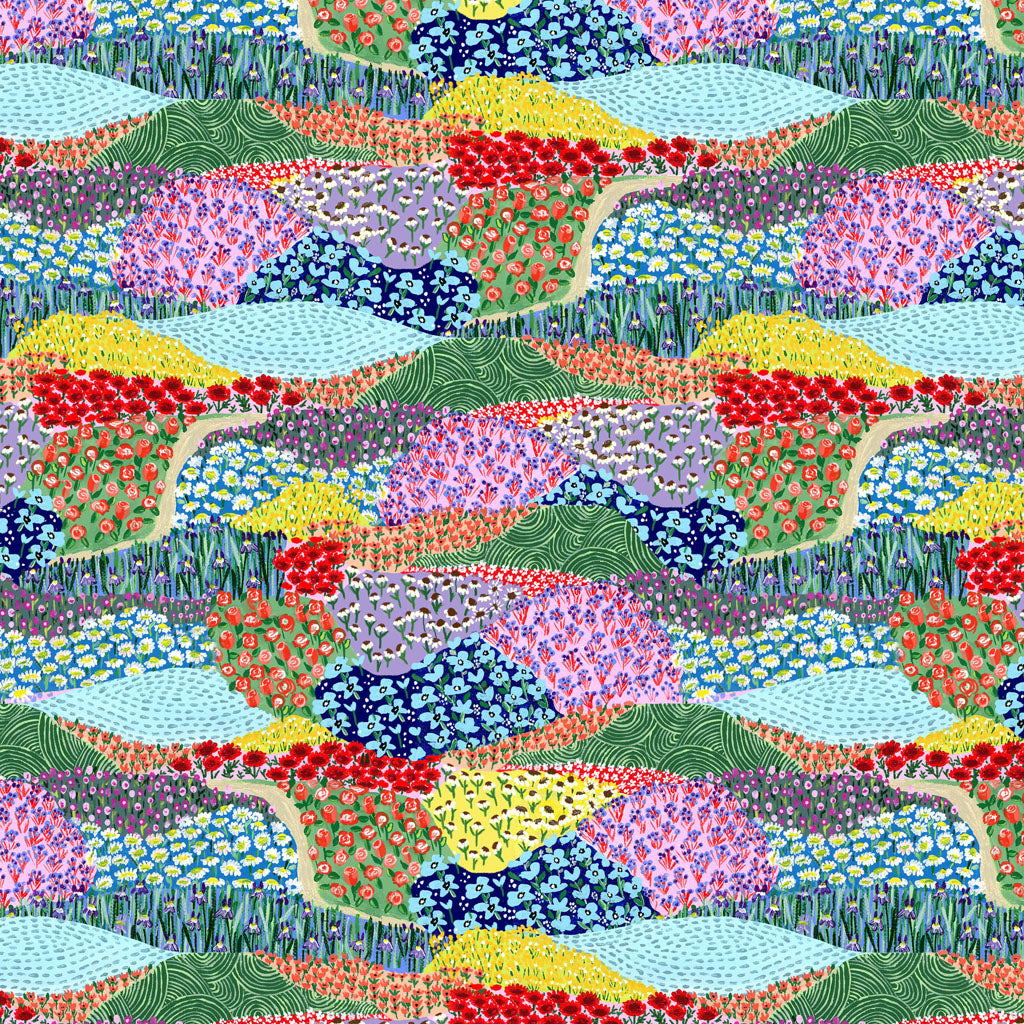 CLOTHWORKS - Cottage Dreams by Abby Jacobs - Digital - Garden Patchwork - Multi